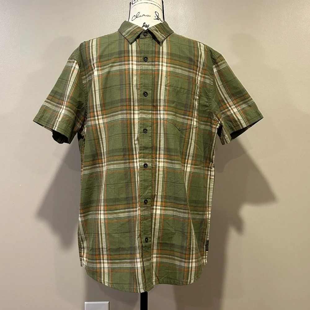 Prana Benton Plaid Green Iguana Button Down Shirt_6